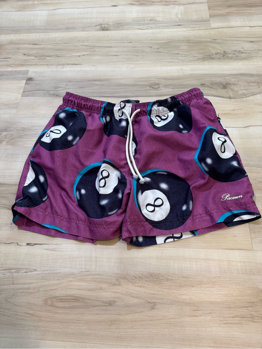 PacSun Purple 8-Ball Print Hybrid Shorts